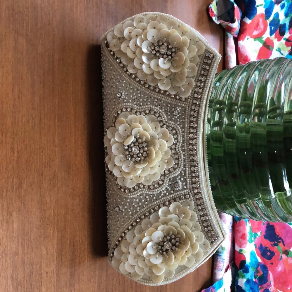 Hand beaded clutch